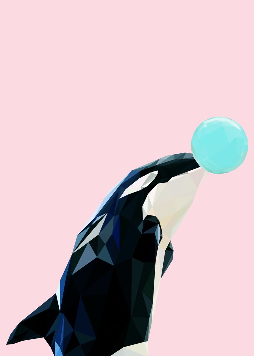 'Bubble gum animal whale' Poster by Lowpoly Posters Displate