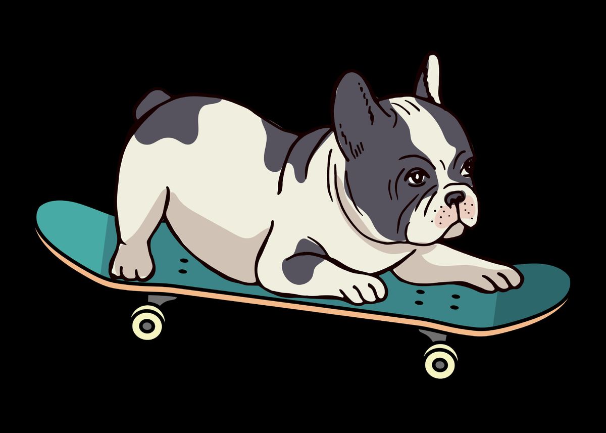 'Skateboard French Bulldog' Poster by professionaldesigns Displate