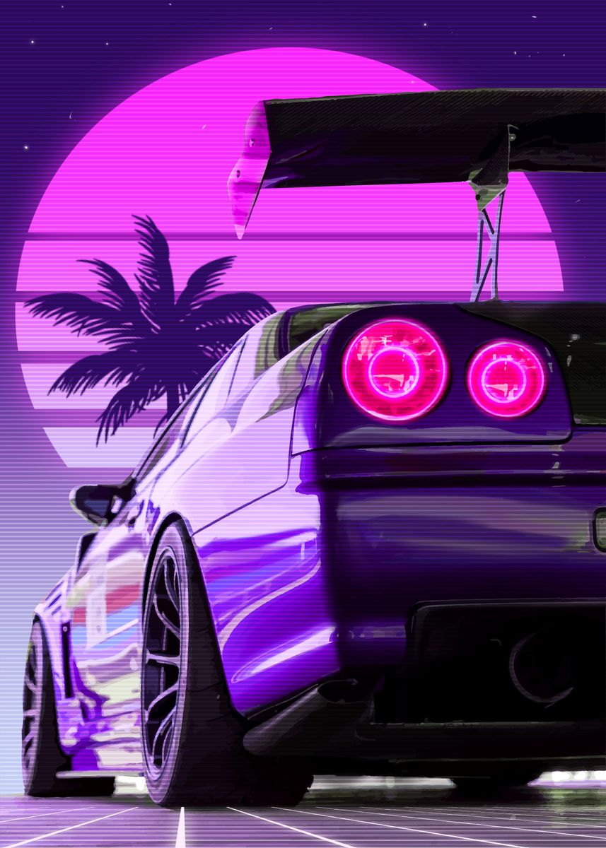 'GTR R34 Skyline' Poster, picture, metal print, paint by Boon Edgar ...