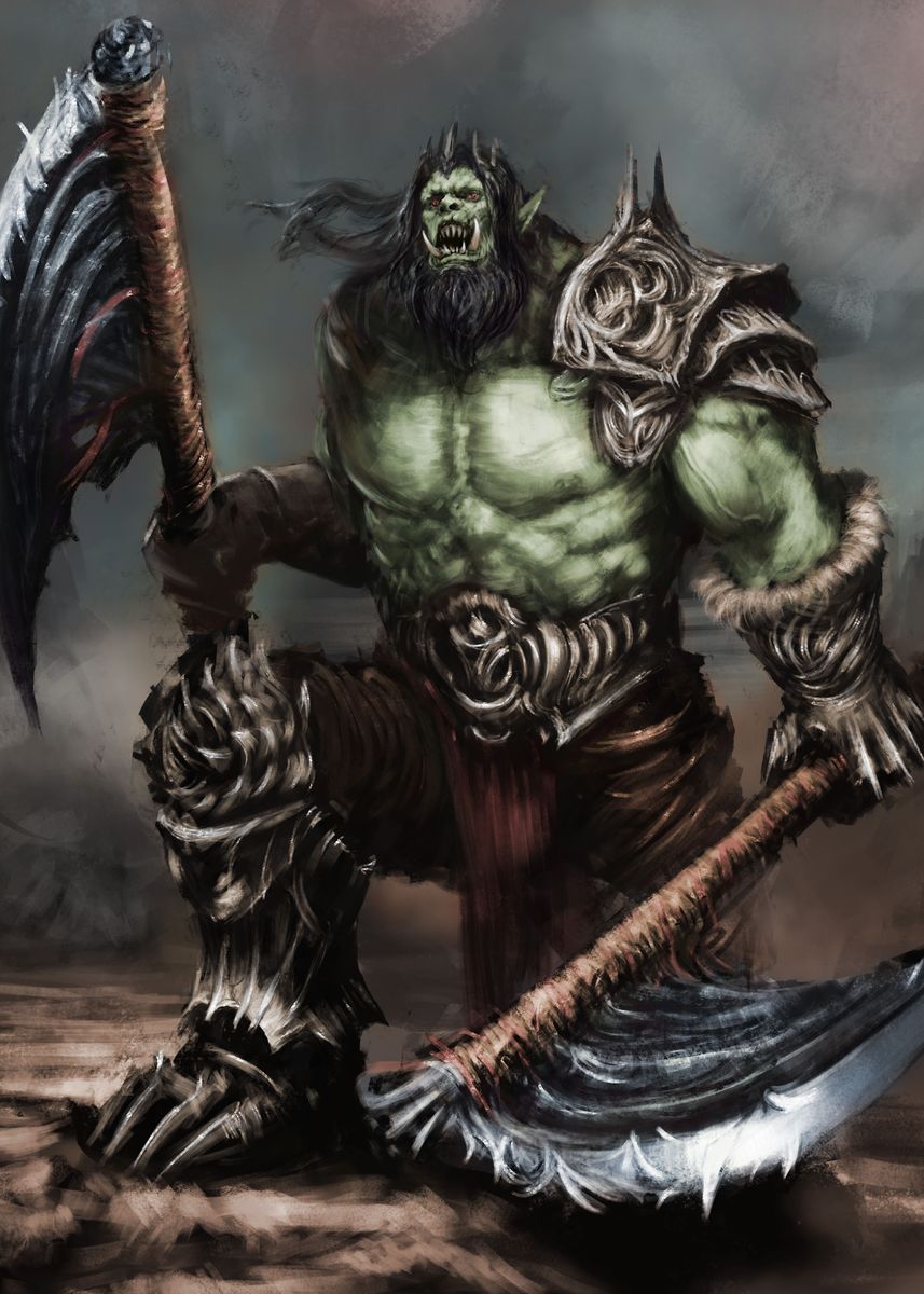 'Orc Warrior Champion' Poster, picture, metal print, paint by ...