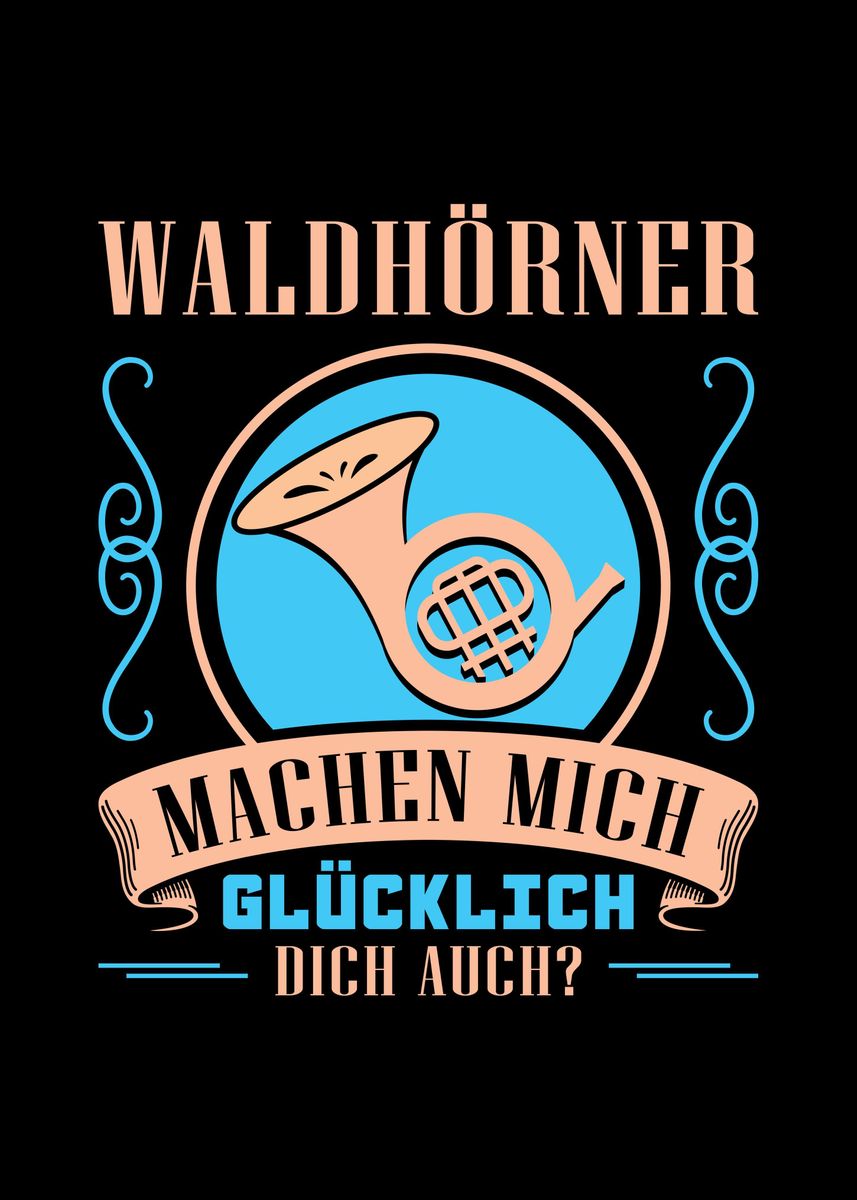 'French Horn German' Poster by Sebastian Wünsche Displate