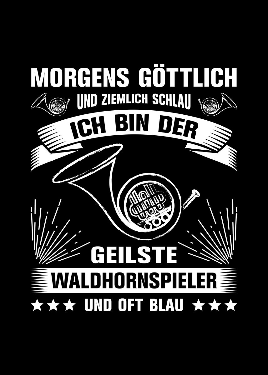 'French Horn German' Poster by Sebastian Wünsche Displate