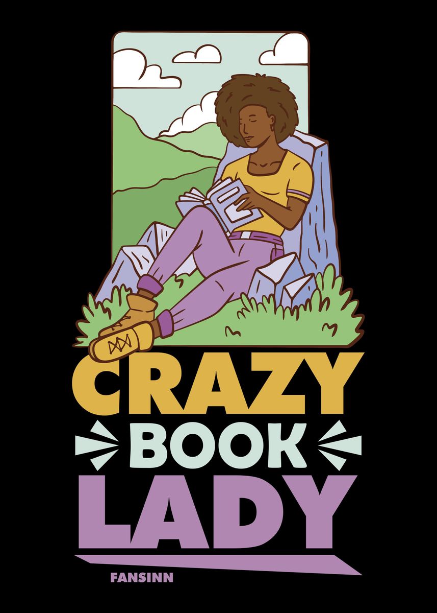 'Crazy Book Lady' Poster, picture, metal print, paint by fansinn Displate