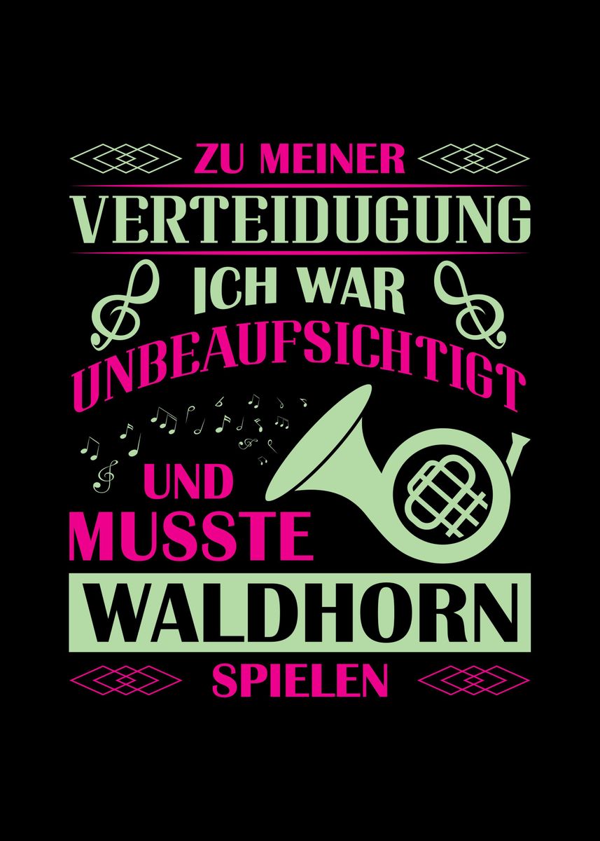 'French Horn German' Poster by Sebastian Wünsche Displate