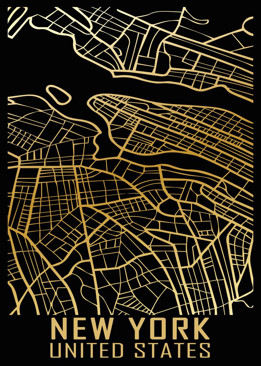 'New York USA City Map' Poster by SheldonBennett Studio | Displate