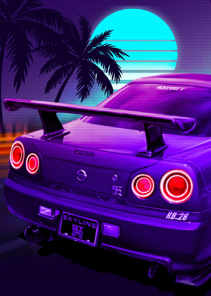 'gtr r34 skyline ' Poster, picture, metal print, paint by Boon Edgar ...