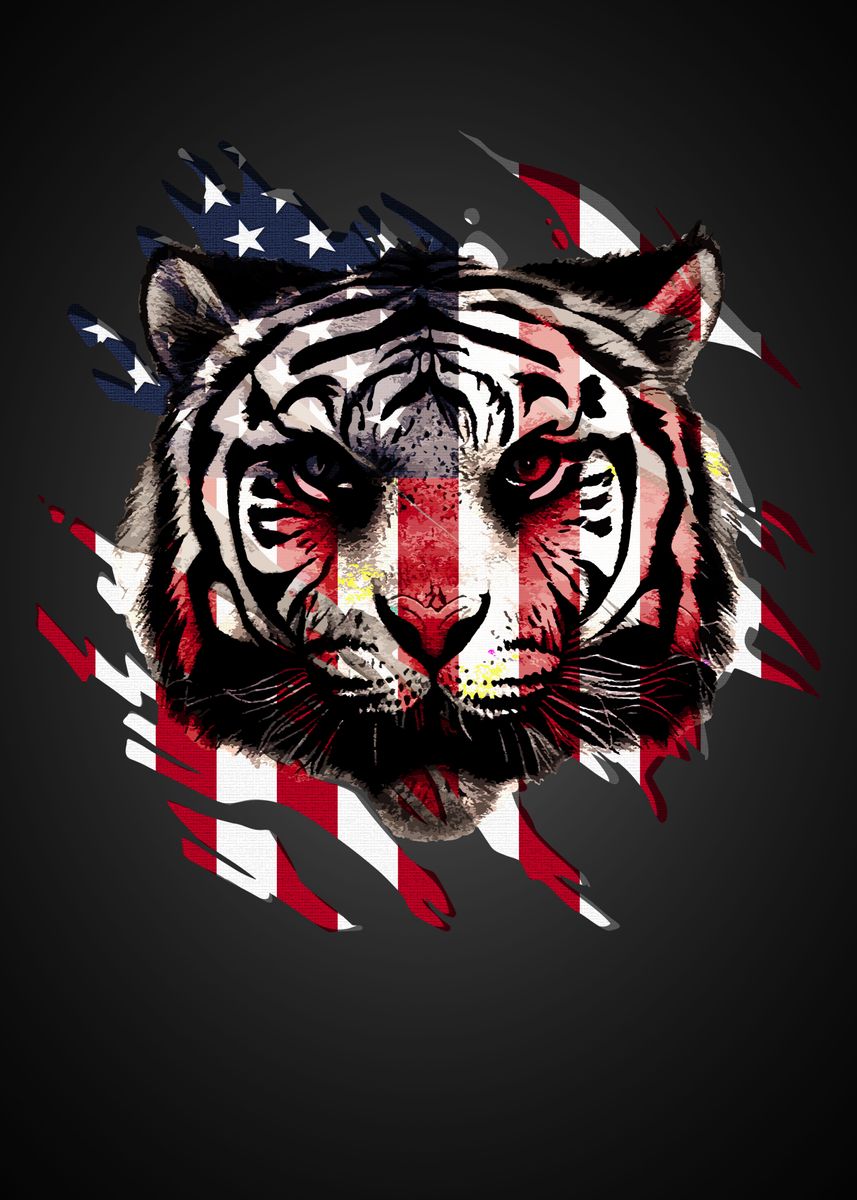 ‘Patriotic Tiger American’ Poster by BestPrints | Displate