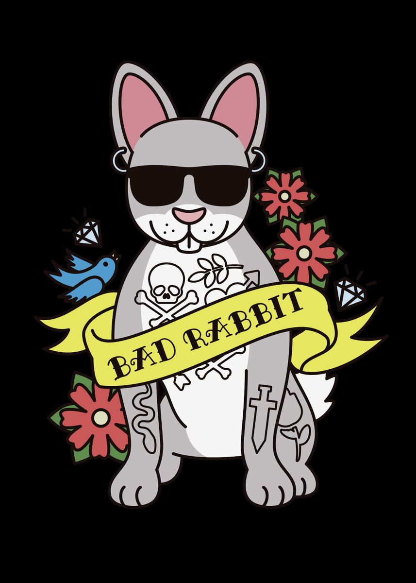 'Rabbit Bad Pet ' Poster, picture, metal print, paint by PetPrints