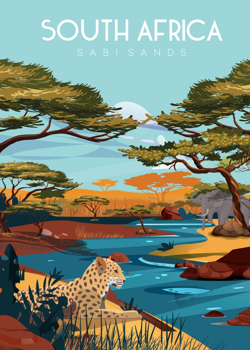 'South africa' Poster, picture, metal print, paint by Caravan Studio ...