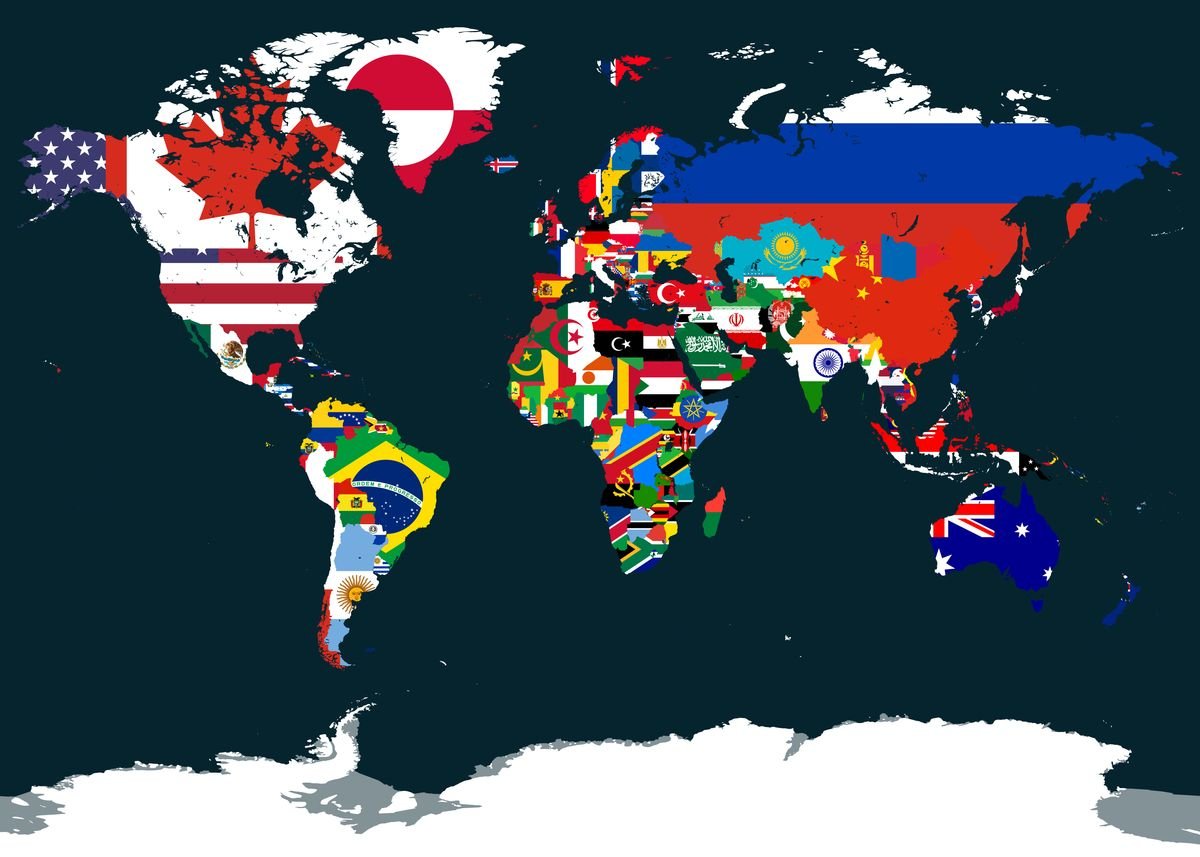 'Flags World Map' Poster by Alo Displate