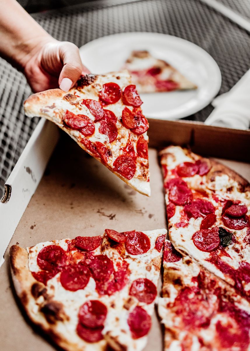 'Extra large pizza slice' Poster by Stephen Bredenkamp Displate