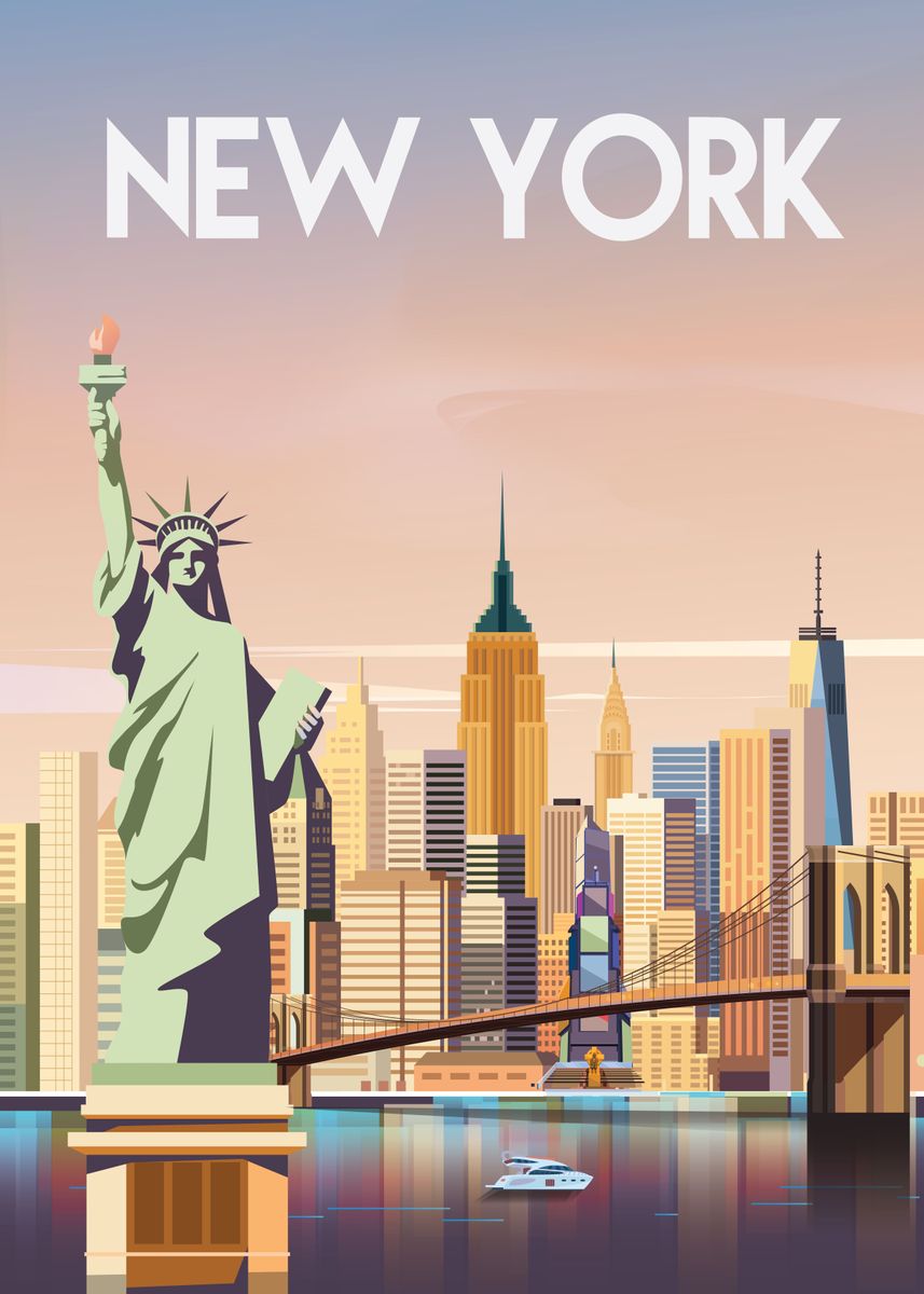 'New york' Poster, picture, metal print, paint by Caravan Studio | Displate