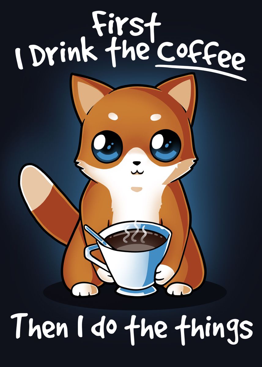 'Coffee Cat' Poster by Digital Magician | Displate