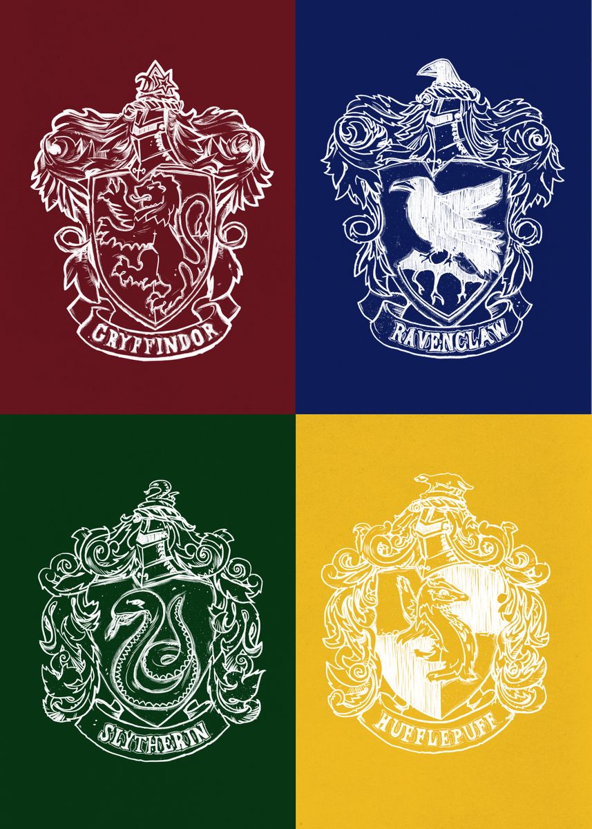 Hogwarts Houses Crests Poster Picture Metal Print Paint By 