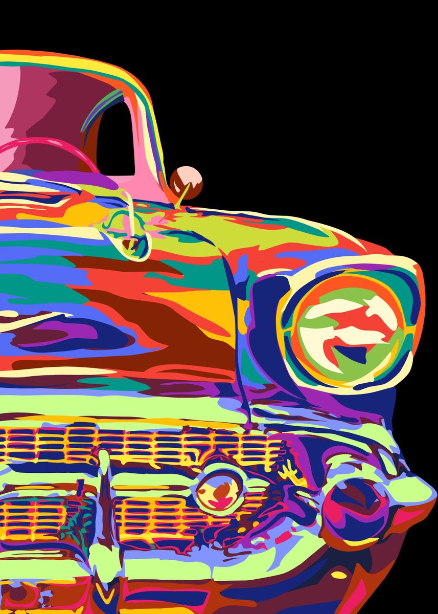  Classic Car In Pop Art Poster Picture Metal Print Paint By Ihsa 