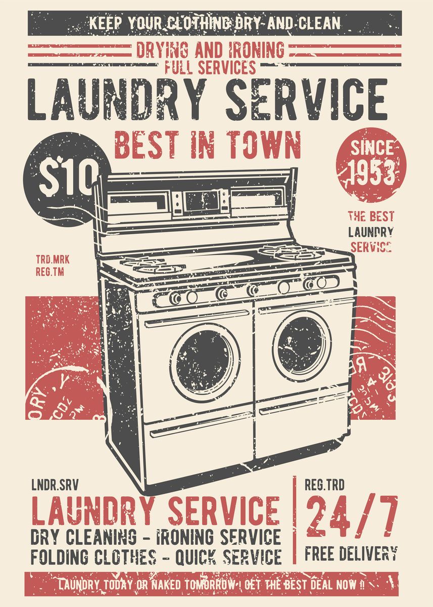 'Laundry service' Poster, picture, metal print, paint by RickyEKelly
