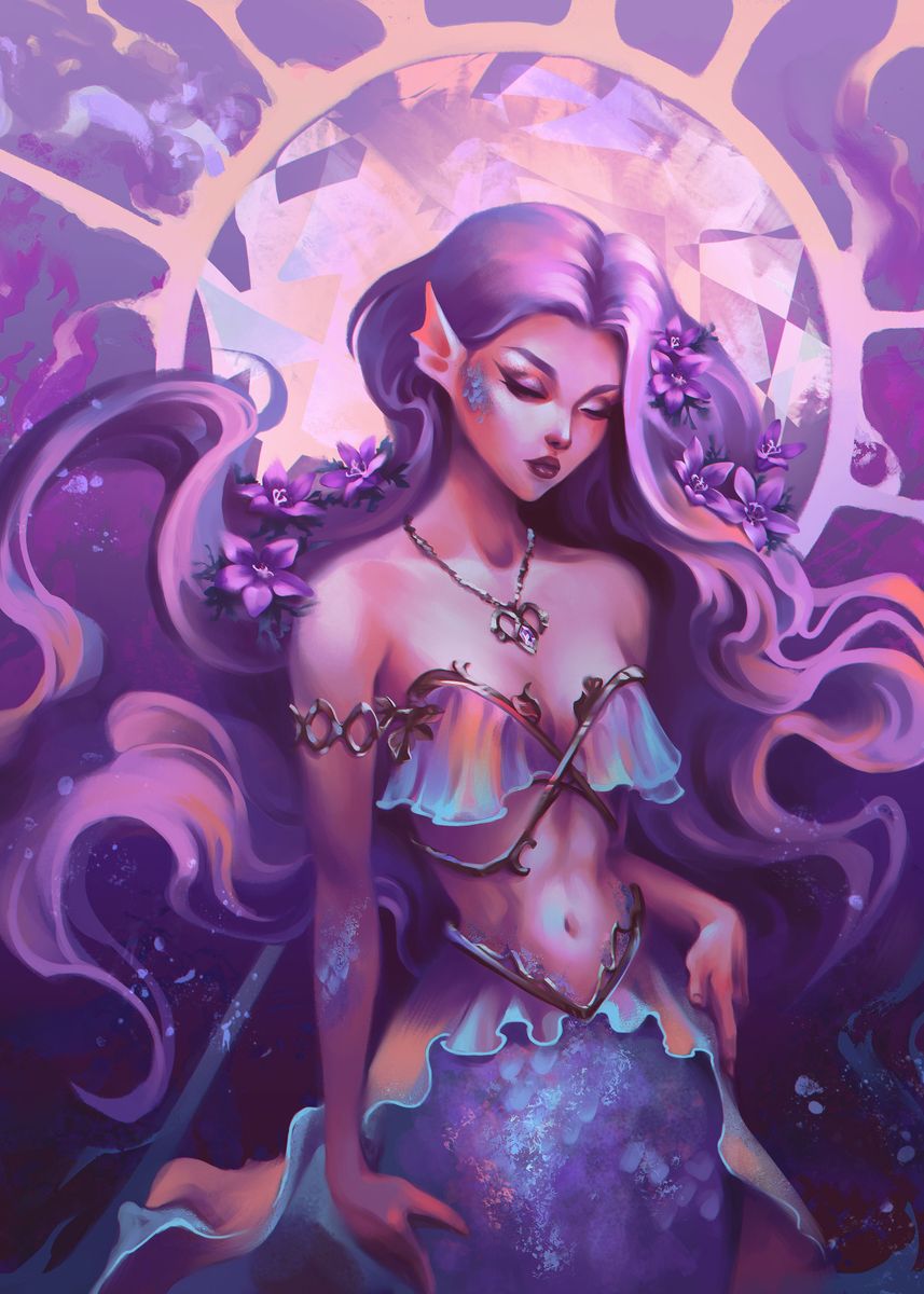 'Amethyst Mermaid' Poster by Monika Šarac | Displate
