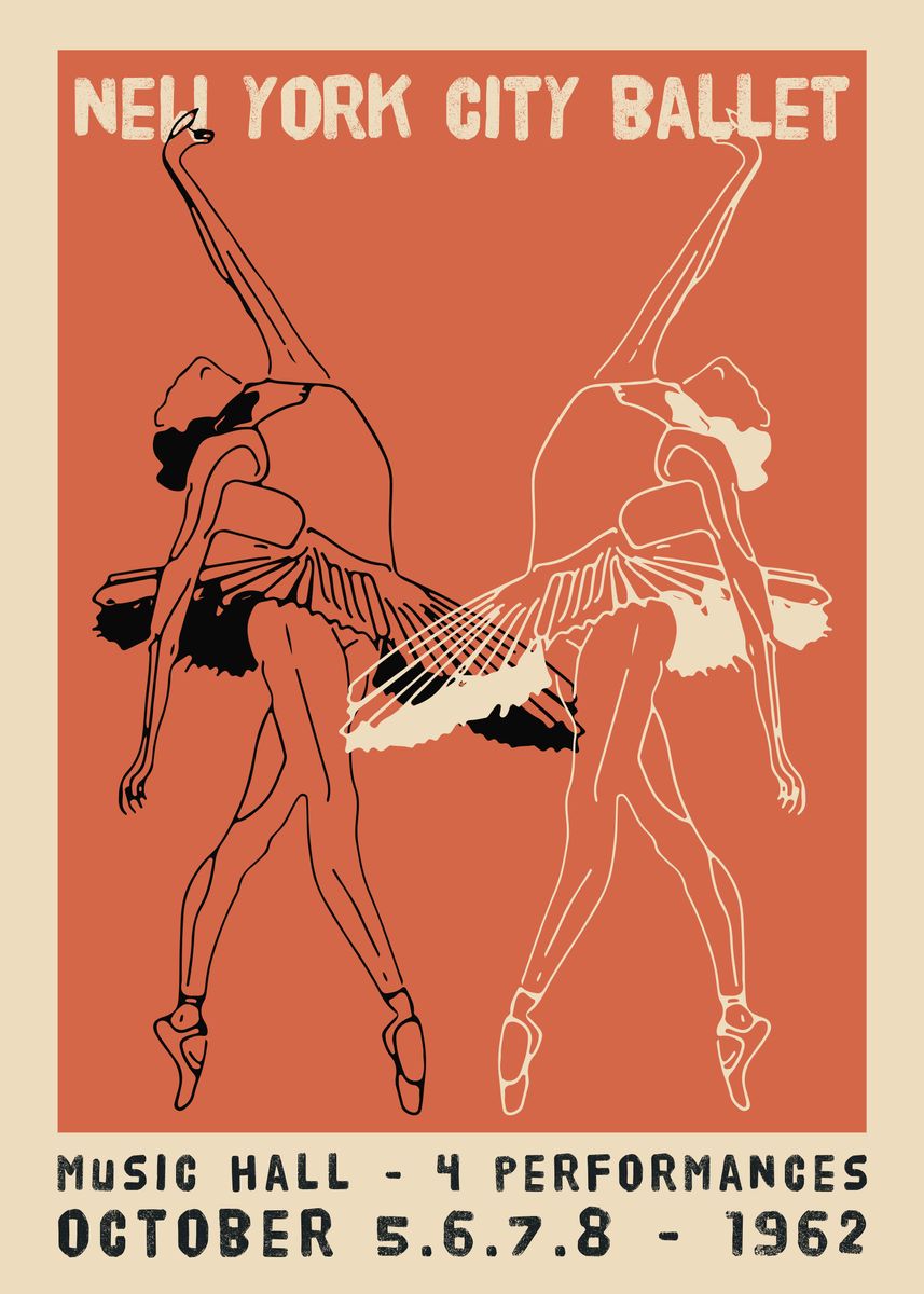 'New York City Ballet Art' Poster, picture, metal print, paint by