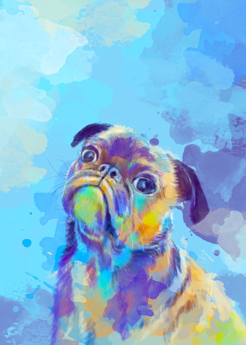 Sweet Pug Dog Portrait Poster Picture Metal Print Paint By Flo Art   47d2acf50cf35613d8f4bcdce69ea232 Eddfee558552d0e7da55b6cbdeda795f 