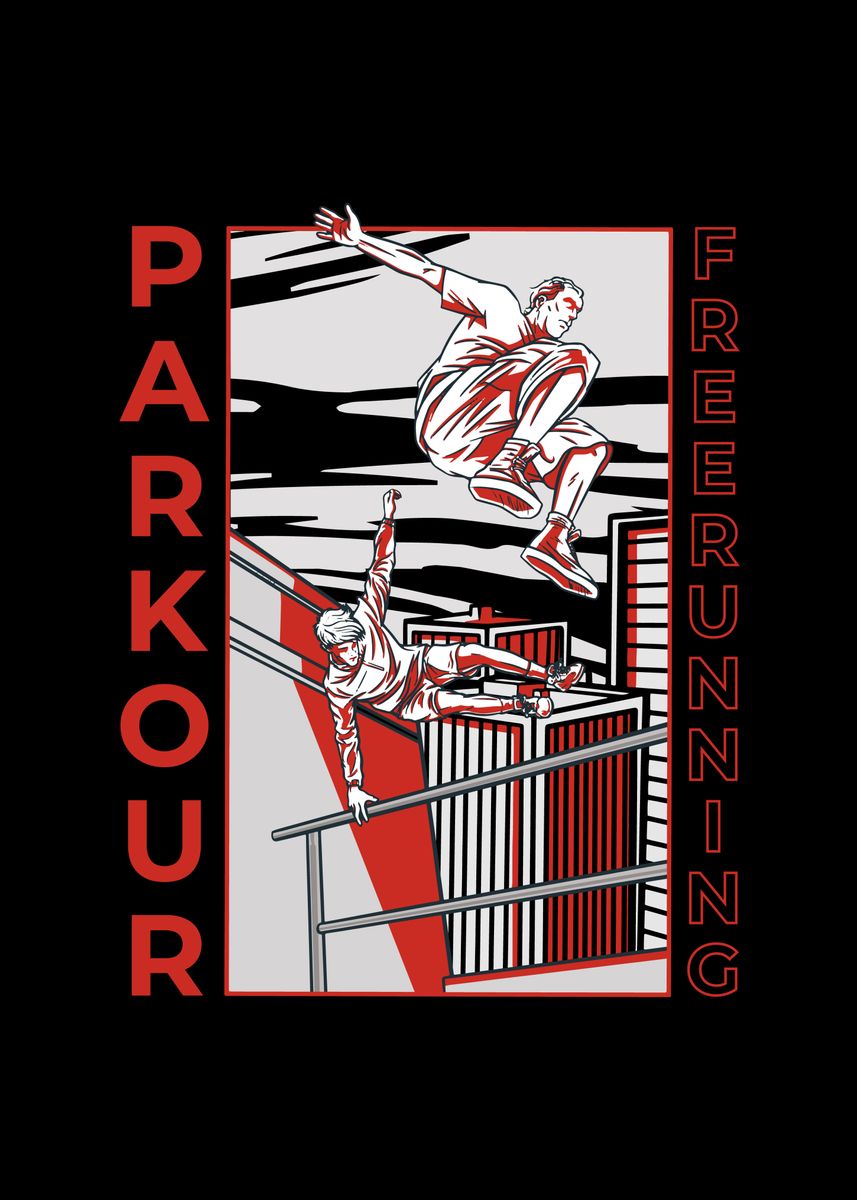 'People doing parkour' Poster, picture, metal print, paint by ...