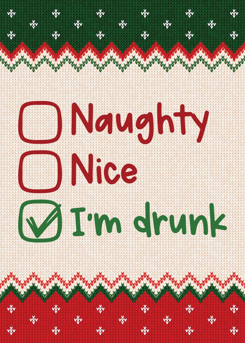 'Naughty vs Nice vs Drunk' Poster, picture, metal print, paint by GOHAN ...