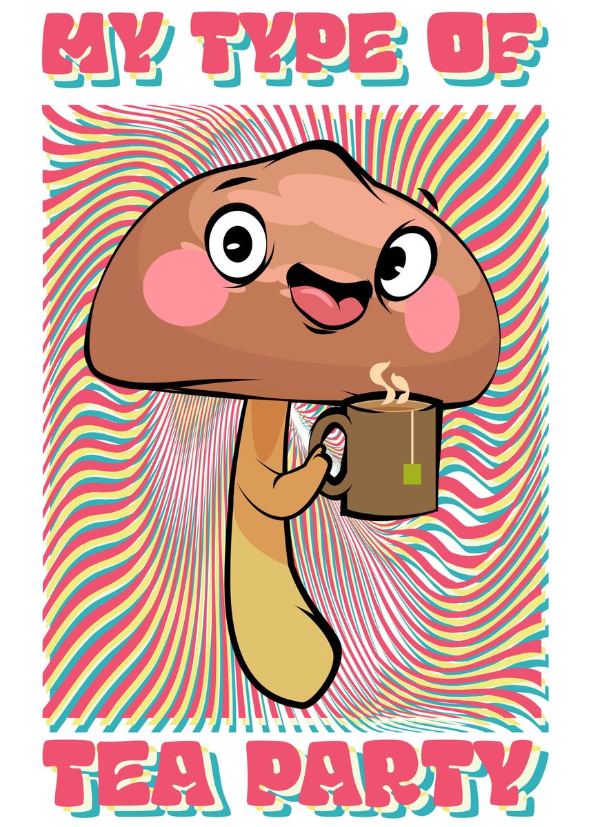 'Tea Party Psychedelic Art ' Poster by QQnicorn | Displate
