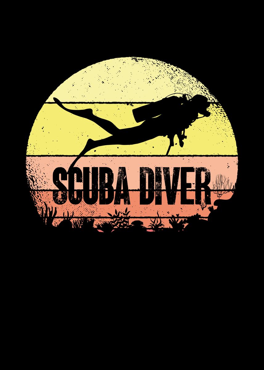 'Scuba diver' Poster, picture, metal print, paint by BeMi | Displate