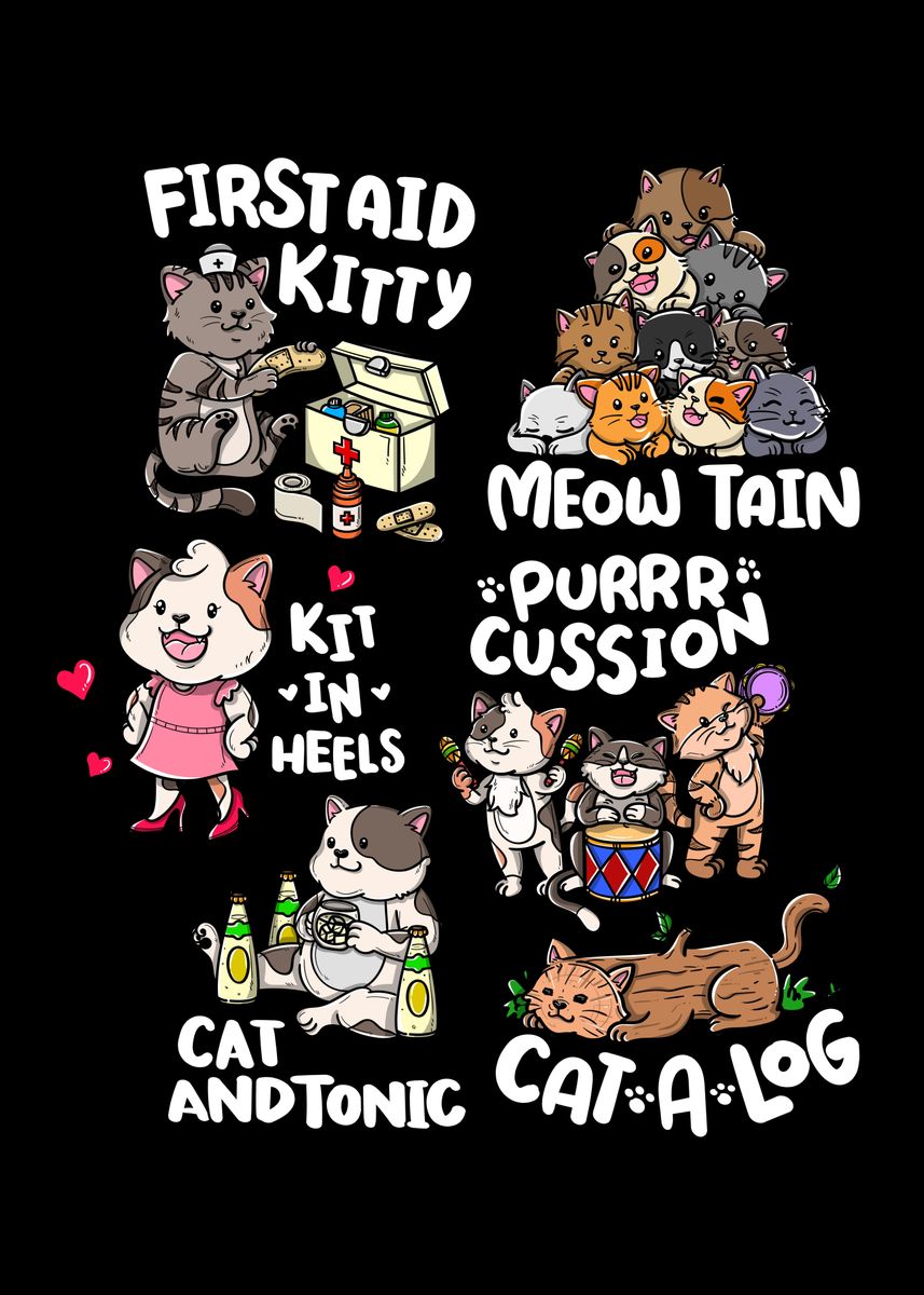 'First Aid Kitty cat puns' Poster by JTGDesign Displate