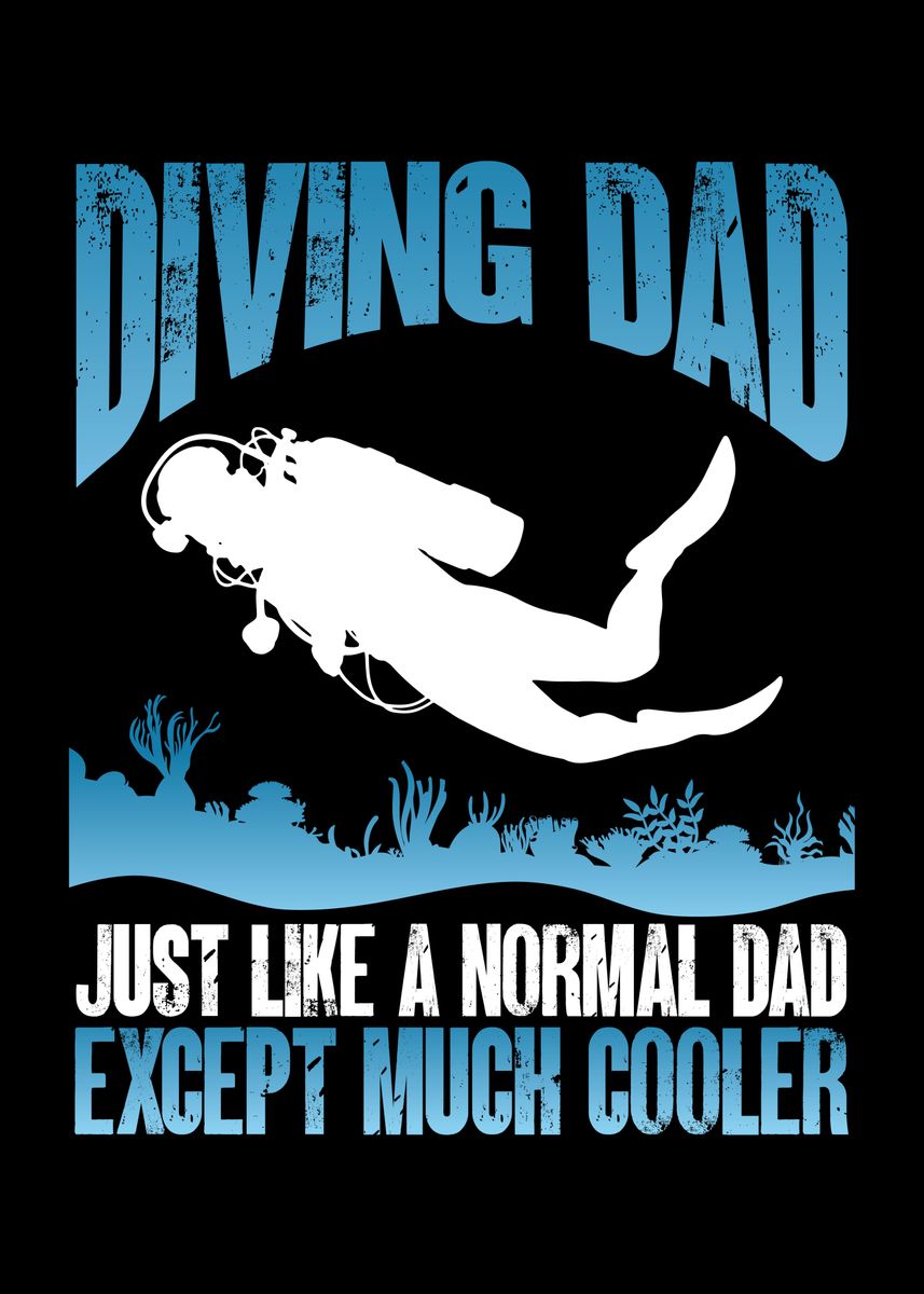 'Diving dad' Poster, picture, metal print, paint by BeMi Displate