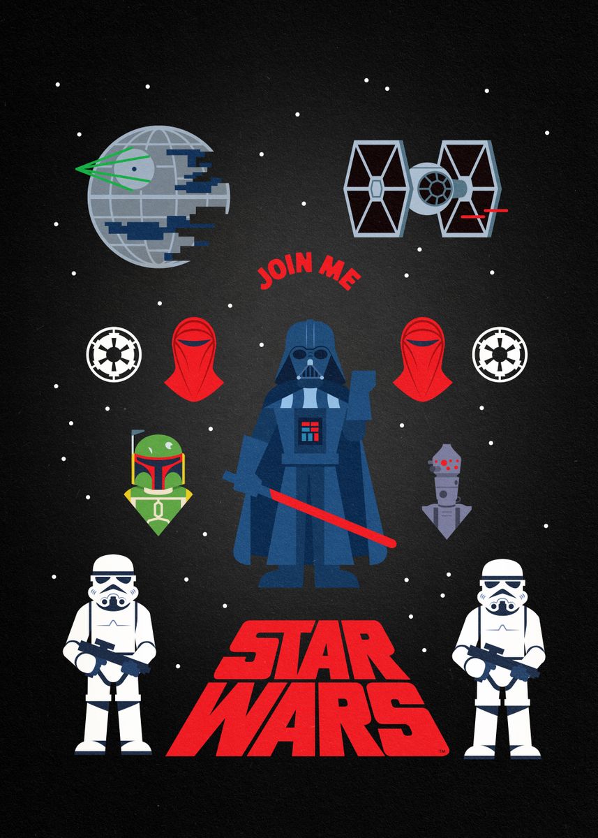 Dark Side characters' Poster, picture, metal print, paint by Star Wars