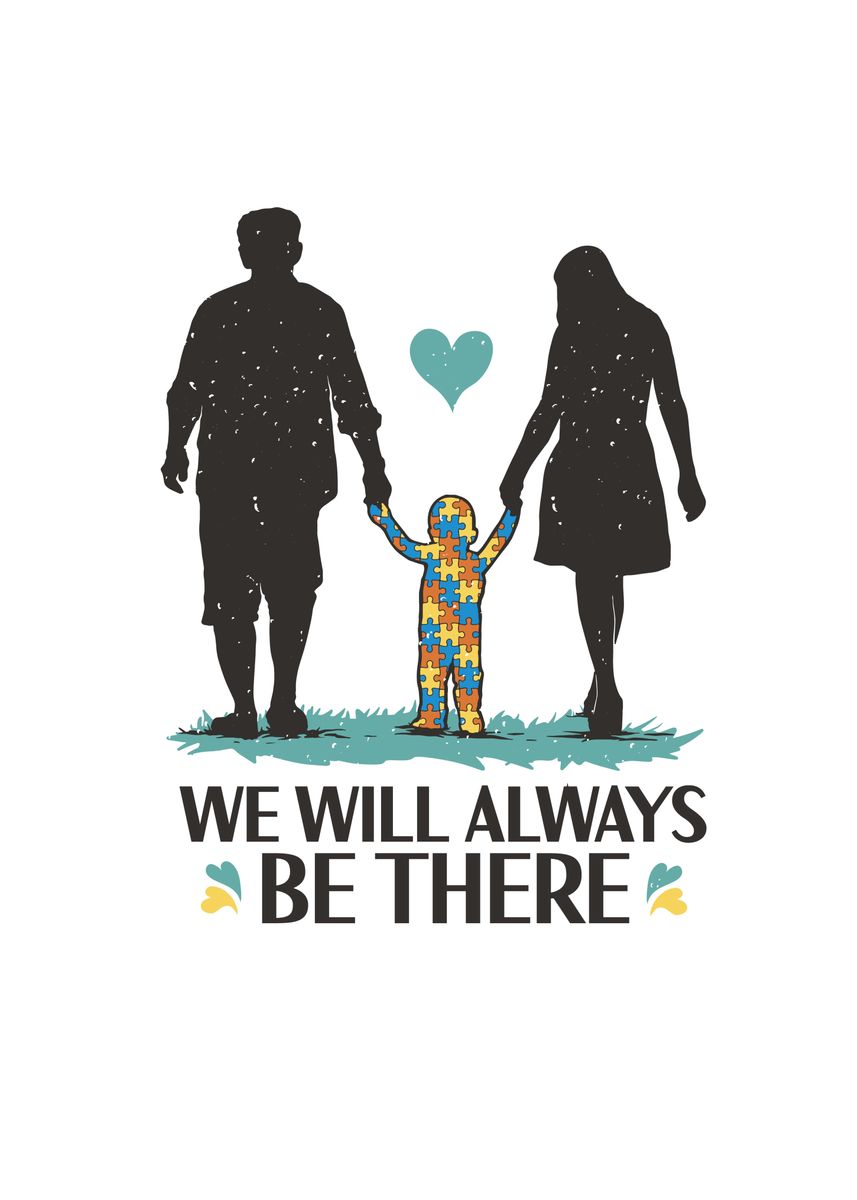 family-with-autistic-child-poster-picture-metal-print-paint-by