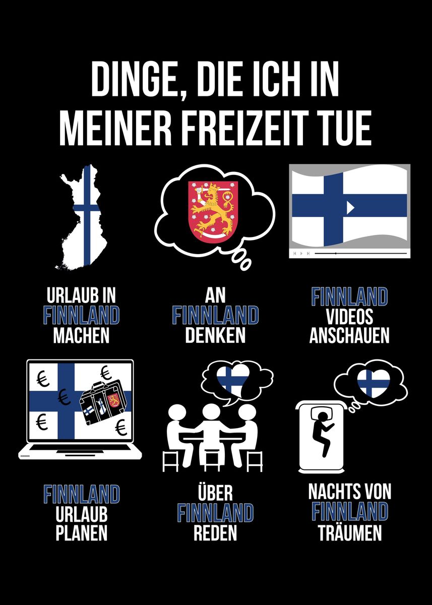 'Finnland Spruch Lustiger' Poster by Bombdesign Displate