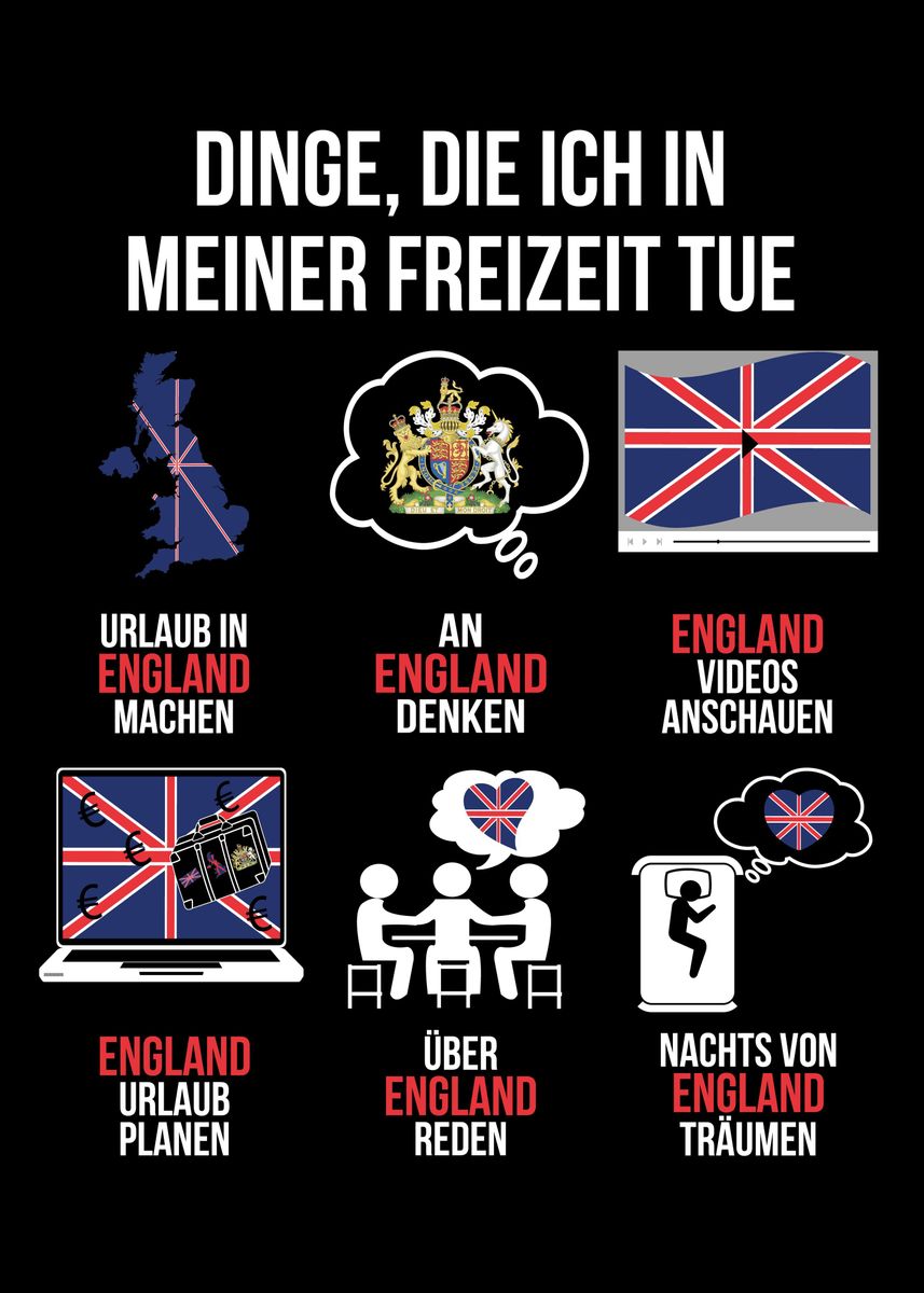 'England Spruch Lustiger' Poster, picture, metal print, paint by