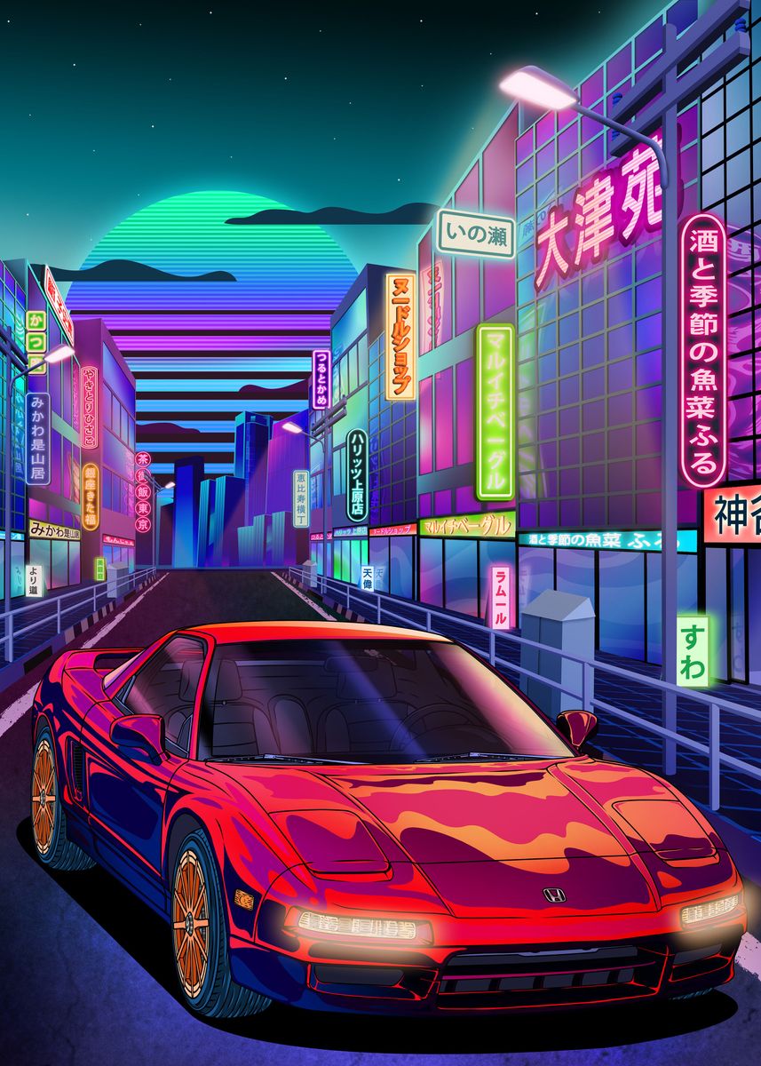 'Tokyo NSX' Poster, picture, metal print, paint by Navin Guyvit | Displate