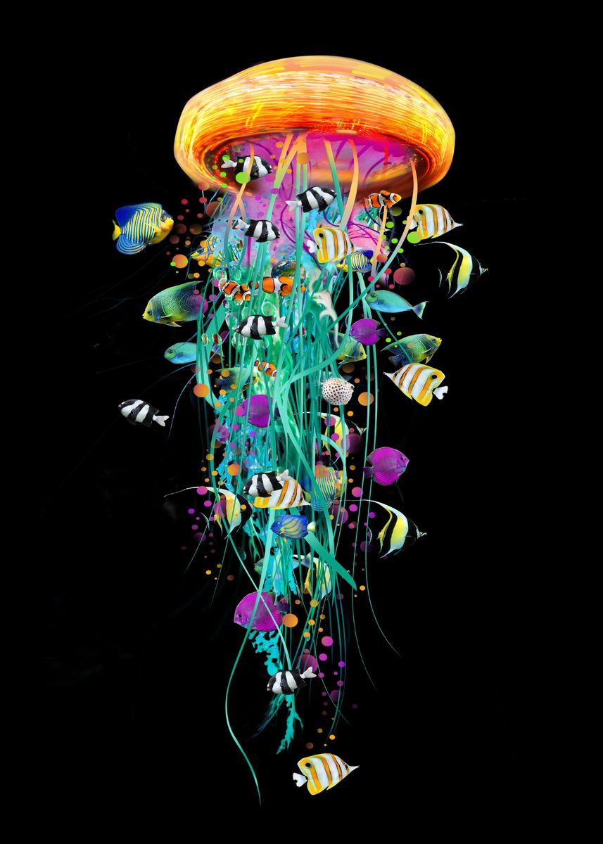 'Electric Jellyfish' Poster by David Loblaw Displate