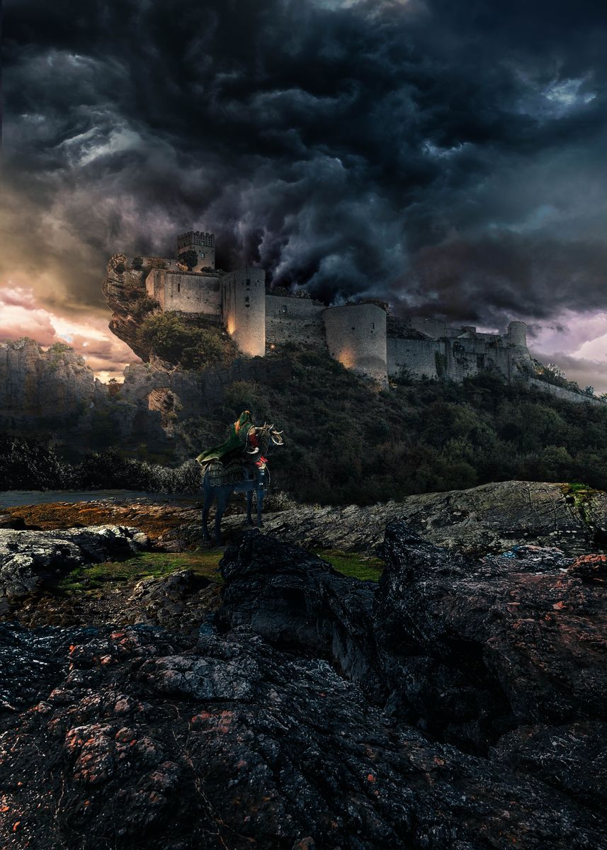 'Stormy Medieval Journey' Poster, picture, metal print, paint by ...