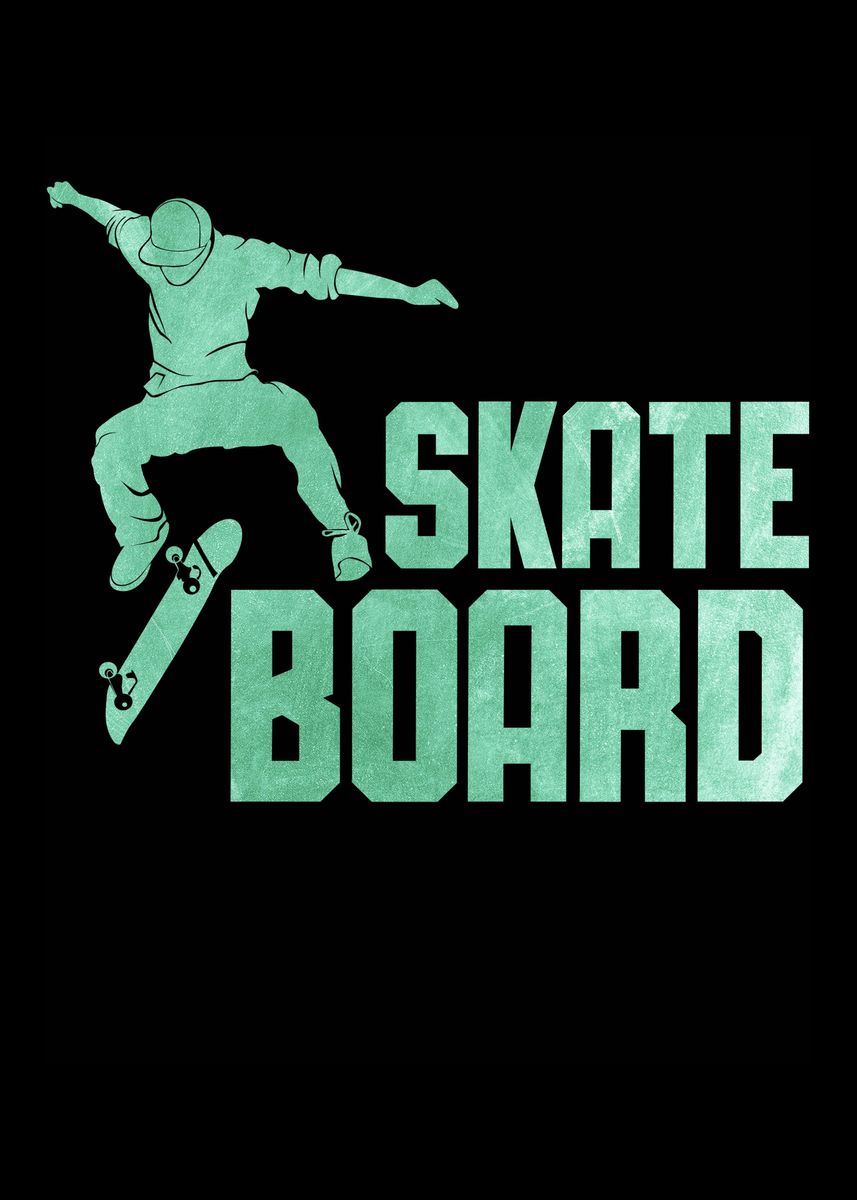 'Skateboard Boys Skater' Poster, picture, metal print, paint by