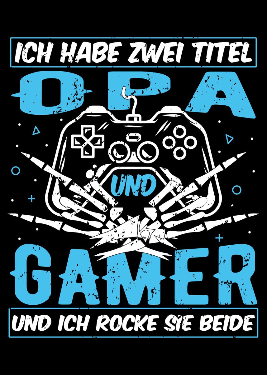 'Gaming Spruch Zwei Titel' Poster, picture, metal print, paint by