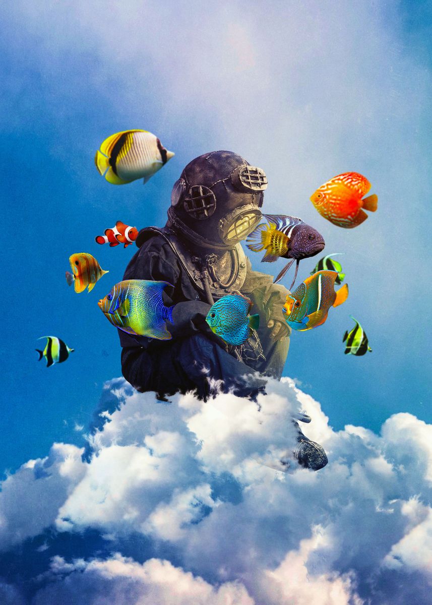 'Like A Fish Out Of Water' Poster, picture, metal print, paint by seam ...