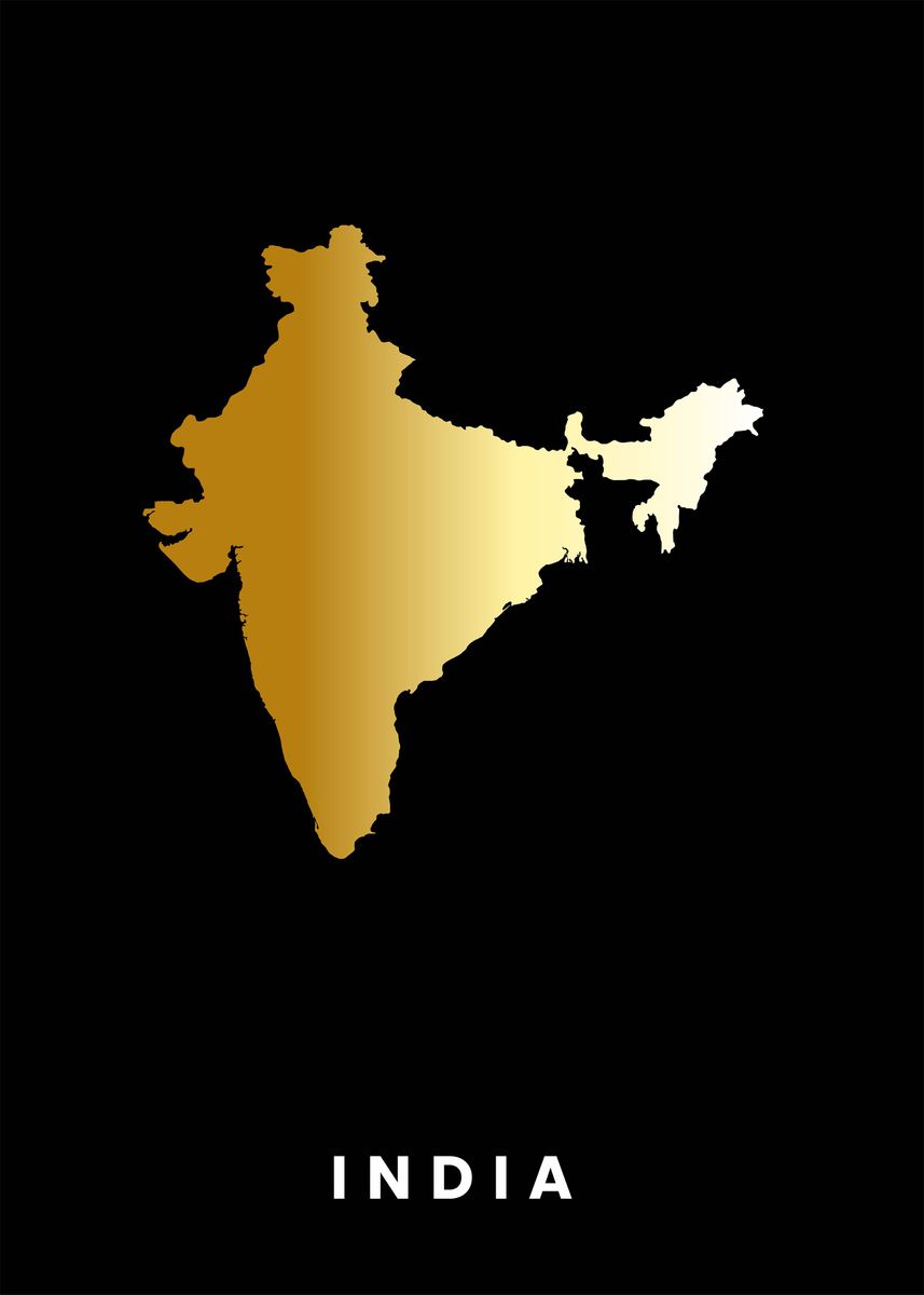 'India gold map' Poster by Lucky Cio | Displate