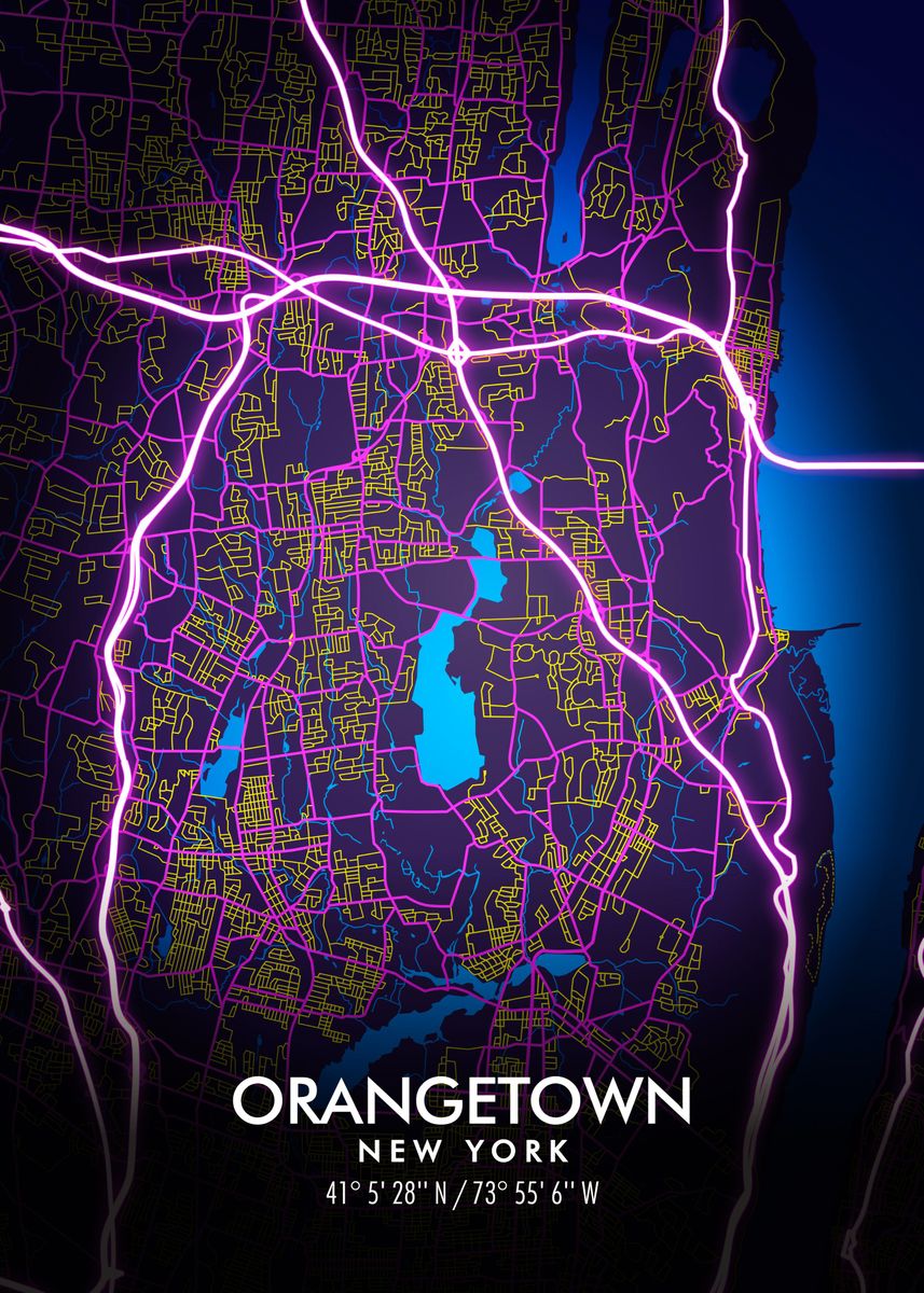 'Orangetown' Poster, picture, metal print, paint by Miracle Studio ...