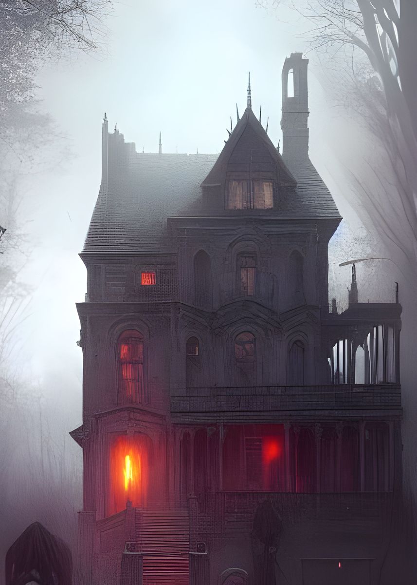 'Haunted Spooky House ' Poster, picture, metal print, paint by ...