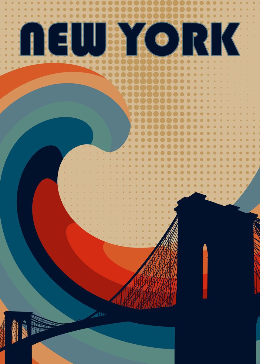 ‘New york retro landscape’ Poster by taofik merchsigns | Displate