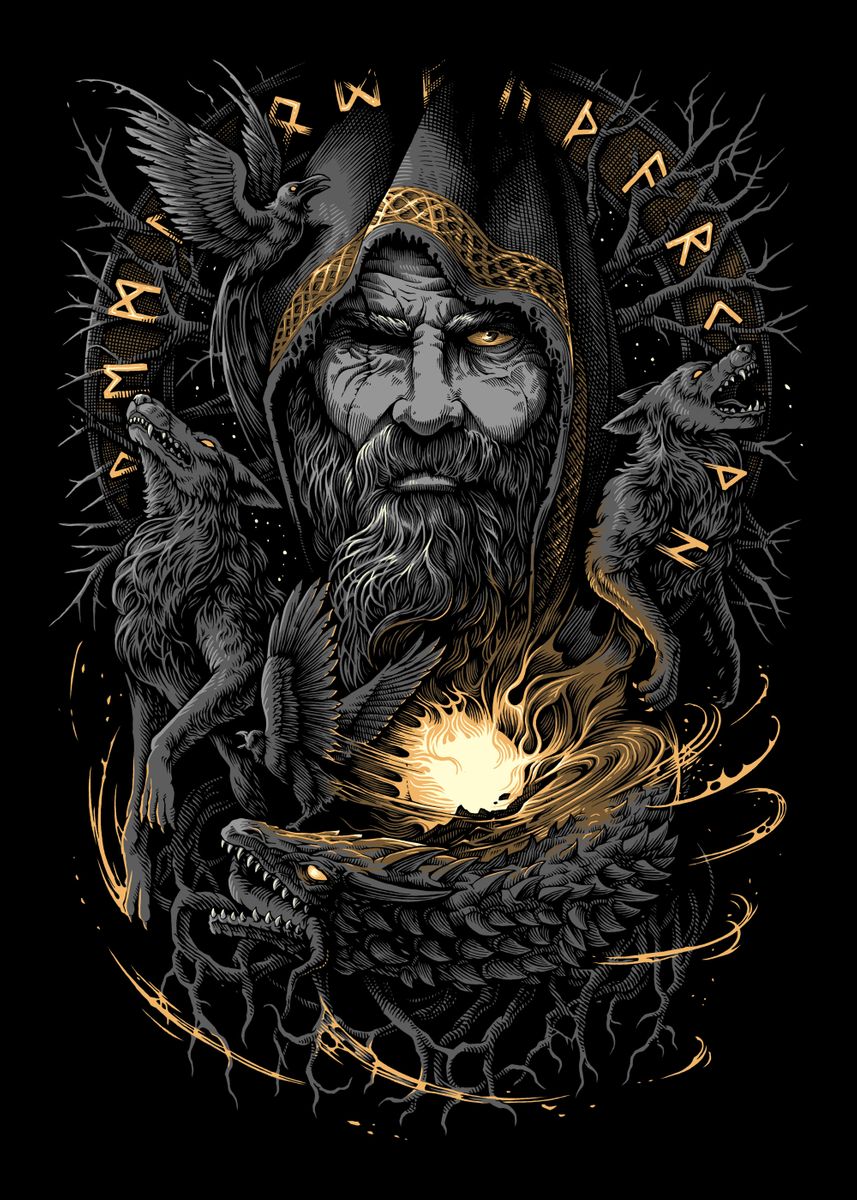 'Odin Viking Mythology' Poster, picture, metal print, paint by Richard ...