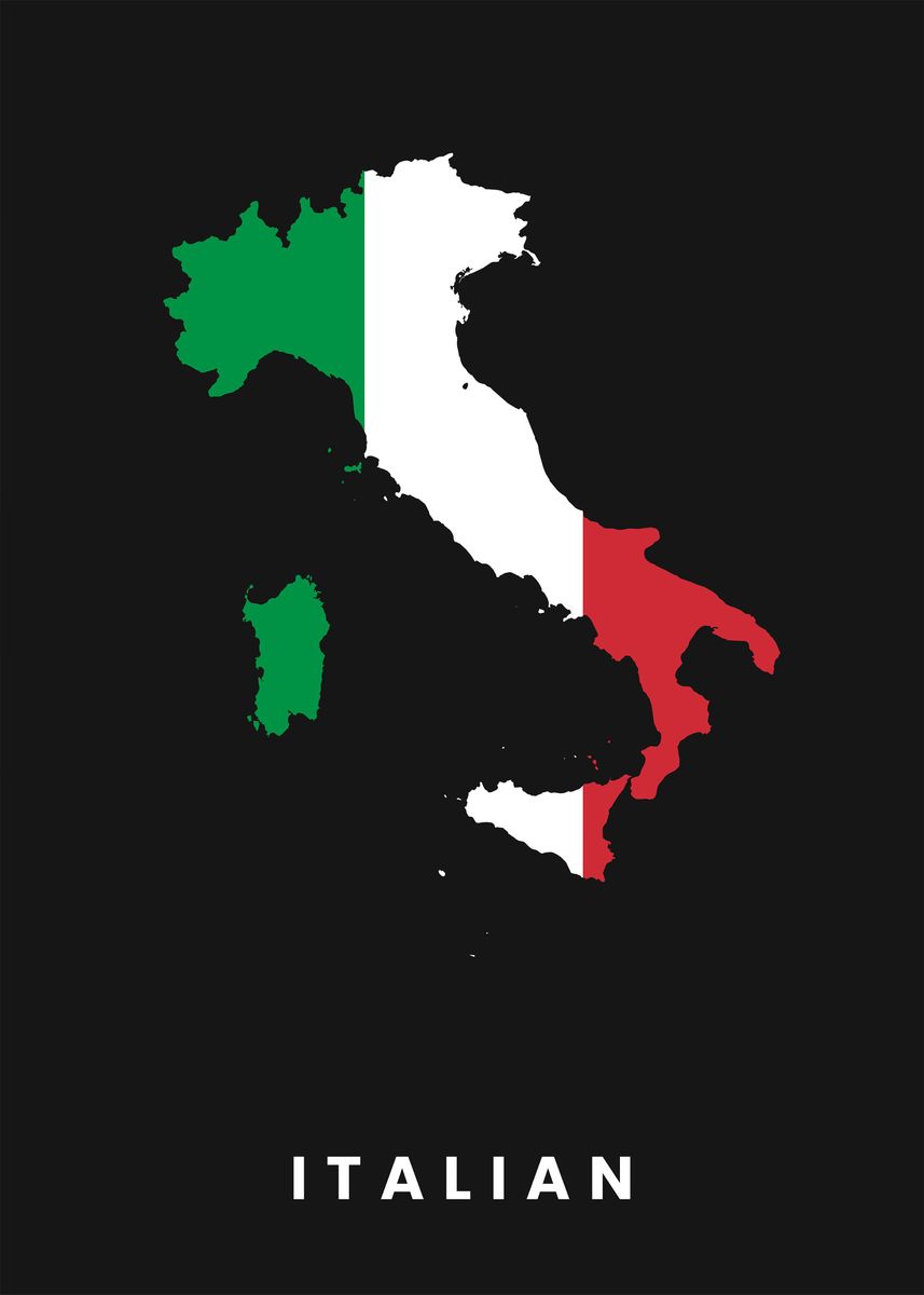 Italian Map Flag Poster By Kim Kimberley Displate 7048