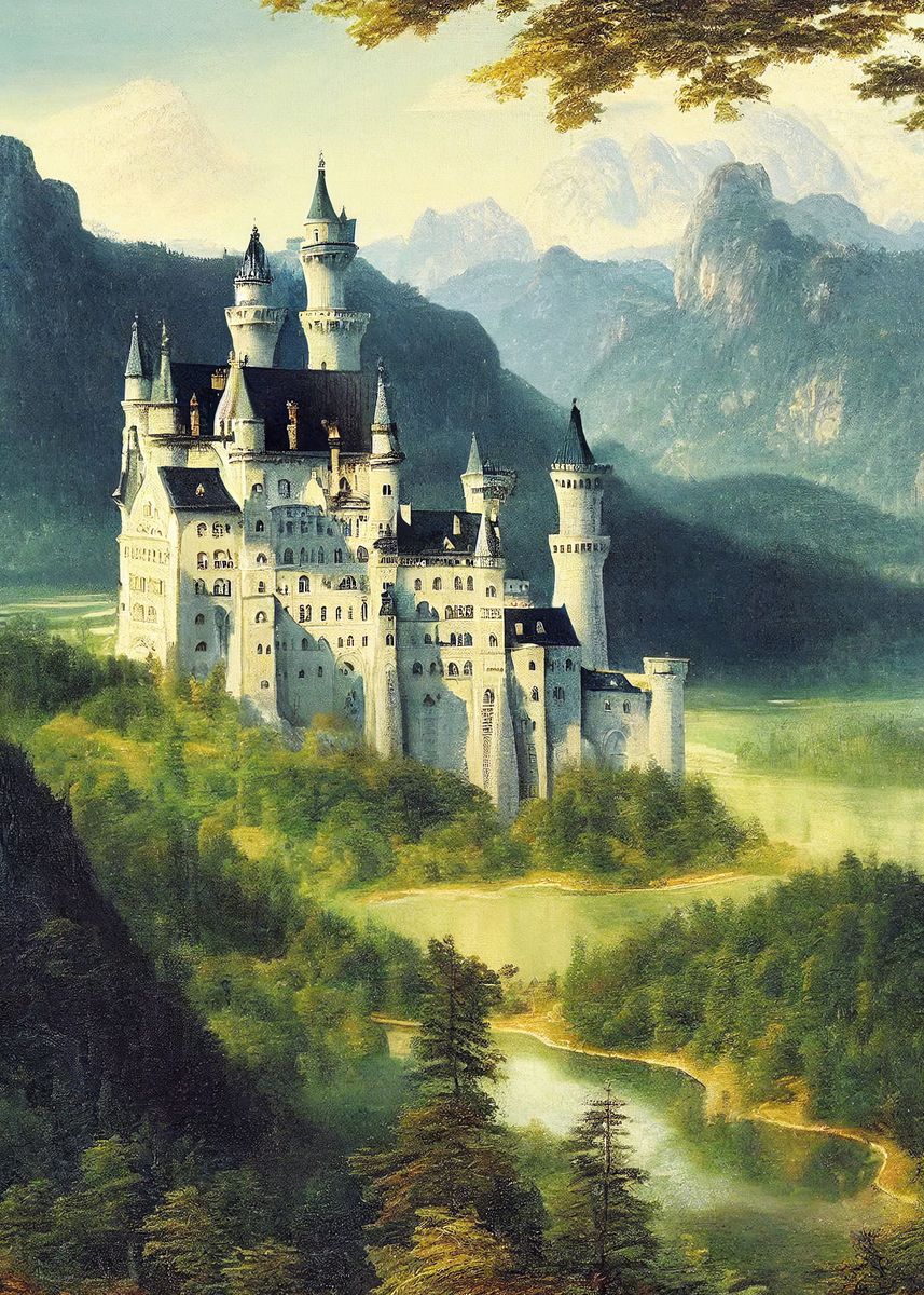 'Neuschwanstein Castle' Poster, picture, metal print, paint by anthony ...