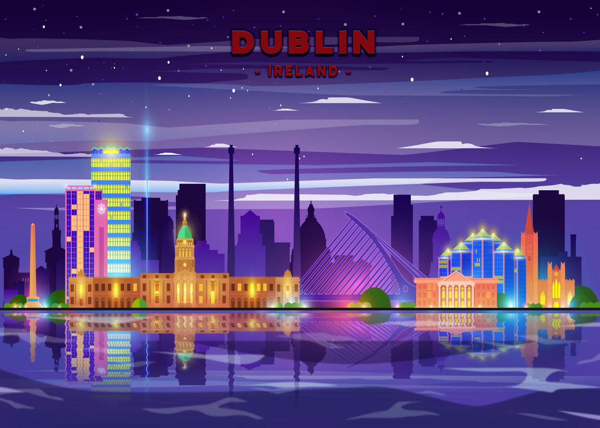 'Travel to Dublin Ireland' Poster by Manga IF Anime Artist Displate