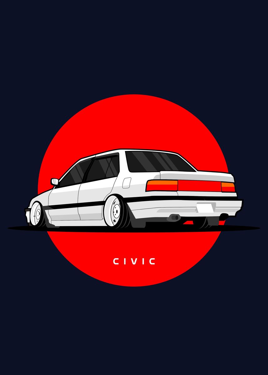 'civic car' Poster, picture, metal print, paint by penalogo picture