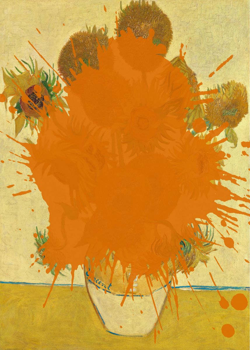 'Sunflowers Oil Vandalism' Poster, picture, metal print, paint by Masaki Displate