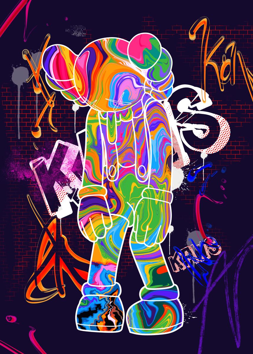 'Graffiti Kaws ' Poster, picture, metal print, paint by Boon Edgar